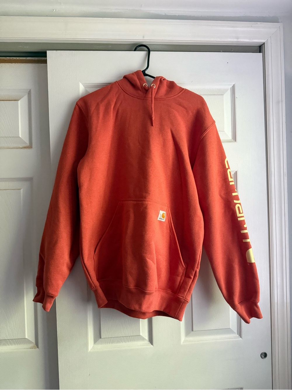 Carhartt Orange Hooded Sweatshirt with Sleeve Branding